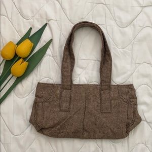 Herringbone brown handbag